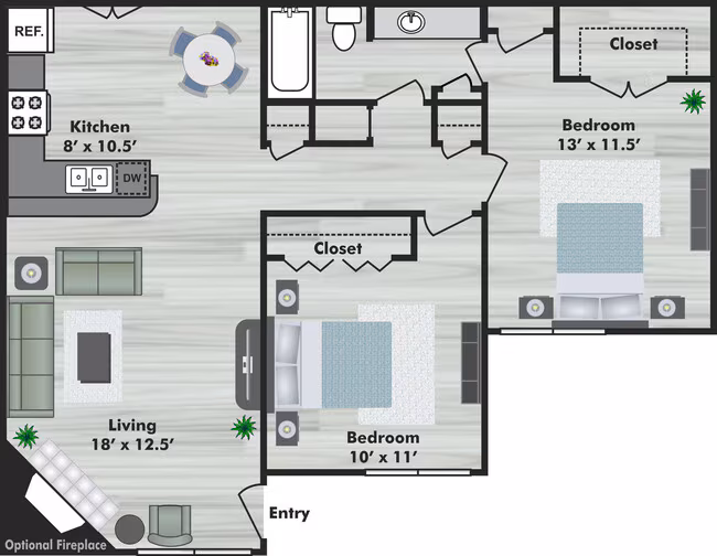 Two Bedroom 1014 floor plan